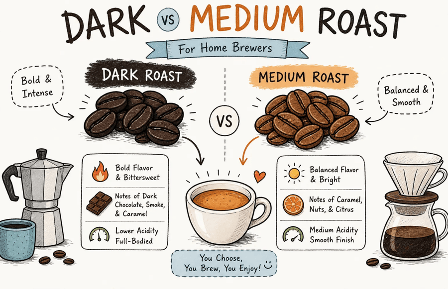 Dark vs medium roast espresso beans: a home brewer's guide - THREE Coffee